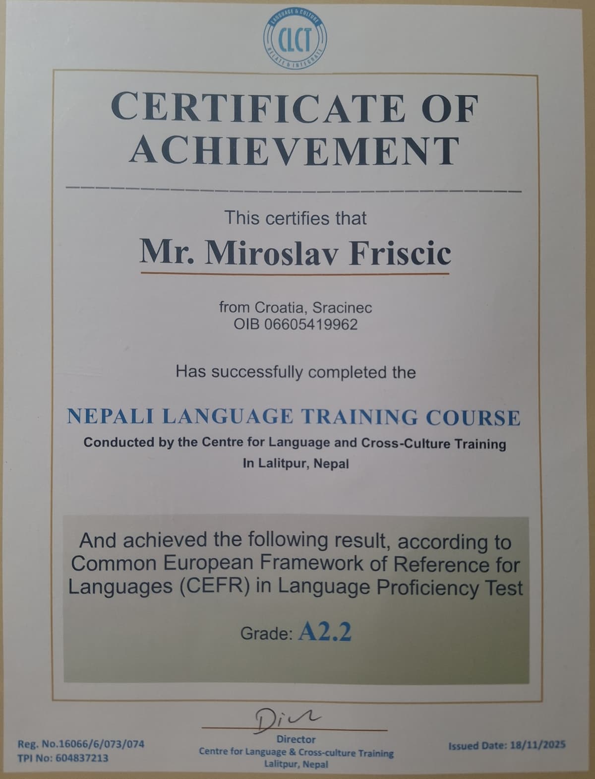 Certifikat - engleski jezik